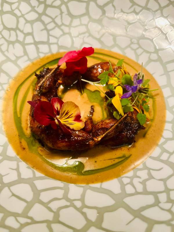 Plat cuisiné par G. Coppin, chef au restaurant la Hotte à Dieulefit